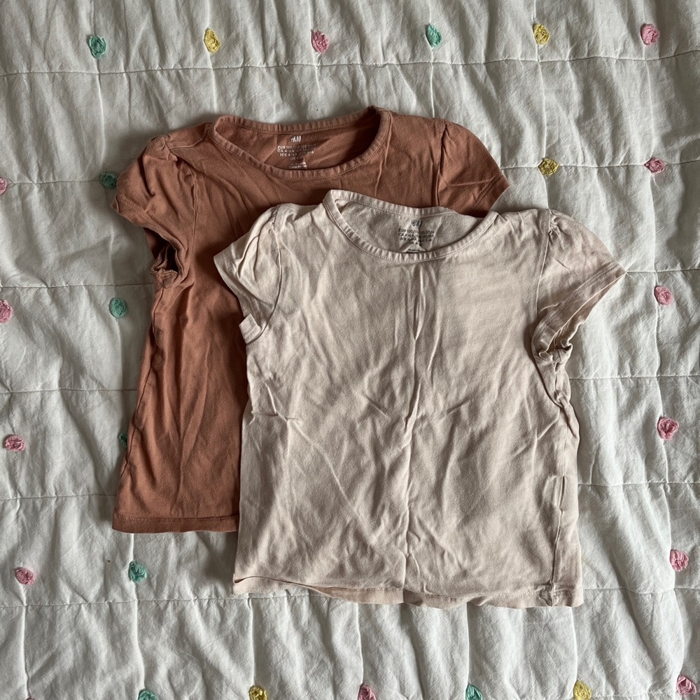 Kids Short Sleeve Tees (2 pack) in Brown and Cream